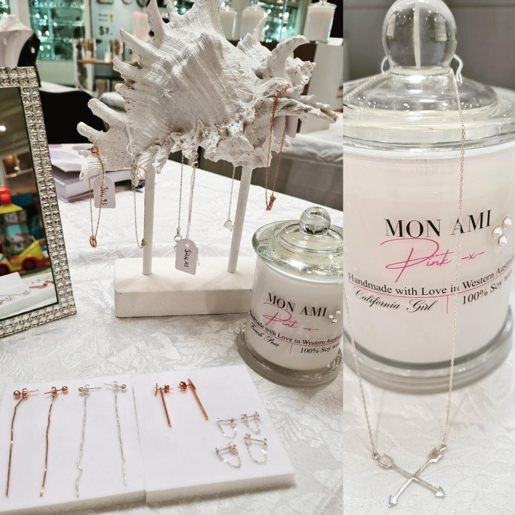 Beautiful hand poured Soy Candles embellished with Swarovski Crystals, and Fine, on trend 925 Sterling Silver Jewellery.